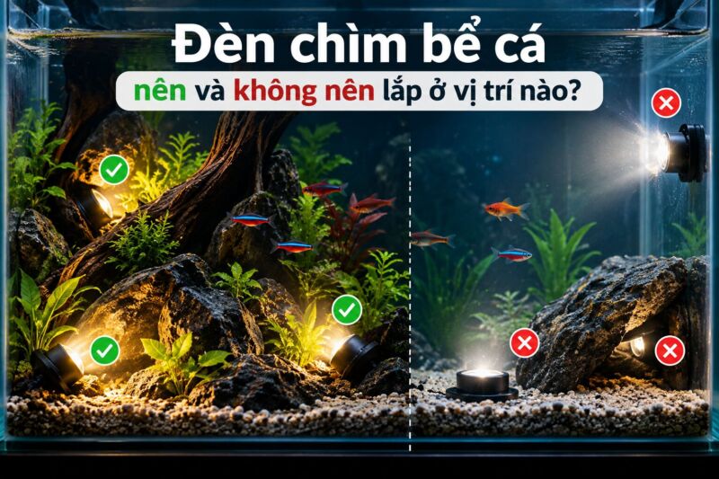 Những vị trí nên và không nên lắp đèn chìm bể cá