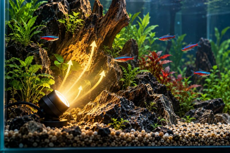 Đèn chìm lắp ở đấy bể cá