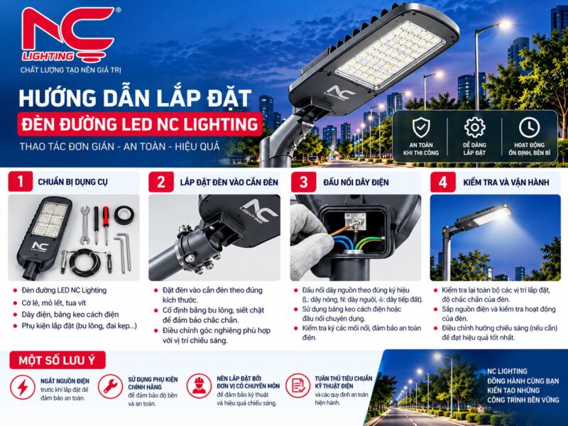 Hướng dẫn lắp đặt đèn đường led chi tiết nhất