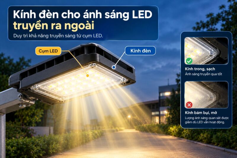 Kính đèn giúp truyền ánh sáng ra ngoài