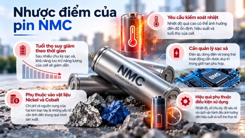 Nhược điểm của Pin NMC