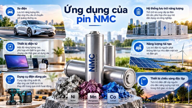Ứng dụng chi tiết của pin NMC trong đời sống